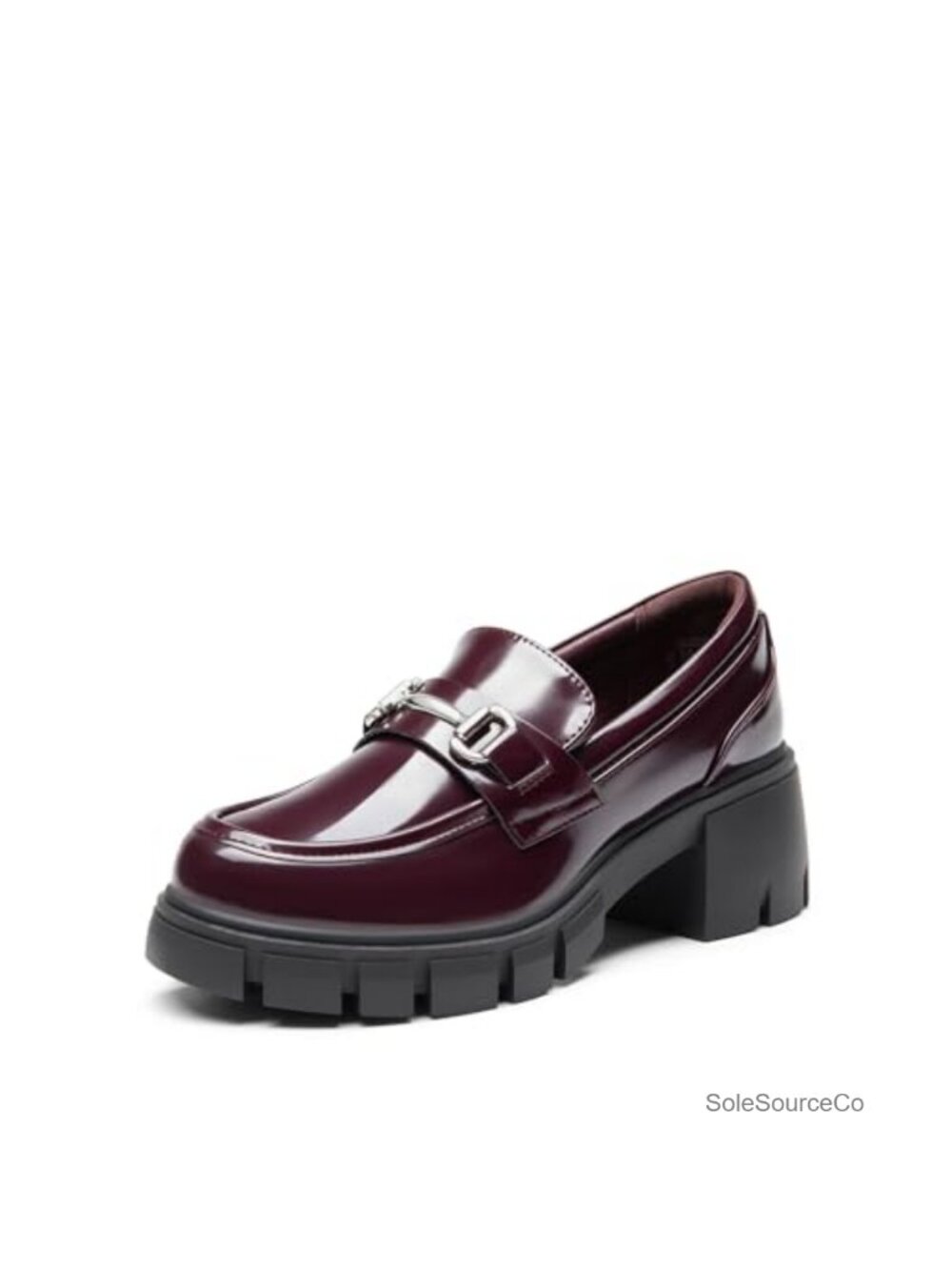 Women's Platform Chunky Loafers PU Faux Leather Slip-On Work Shoes